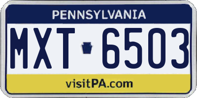 PA license plate MXT6503