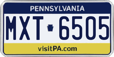 PA license plate MXT6505