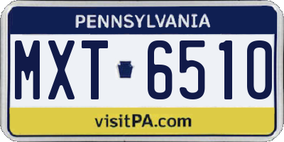 PA license plate MXT6510