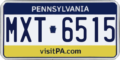 PA license plate MXT6515