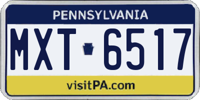PA license plate MXT6517