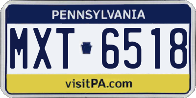 PA license plate MXT6518