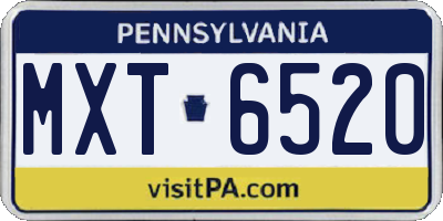 PA license plate MXT6520