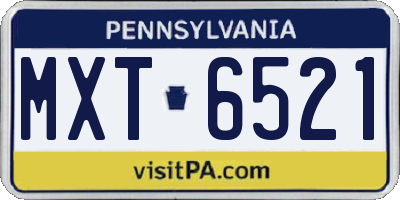 PA license plate MXT6521
