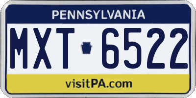 PA license plate MXT6522