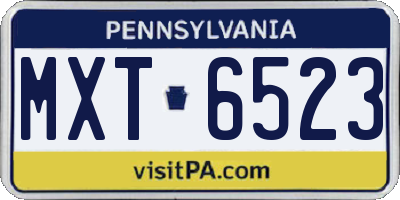 PA license plate MXT6523