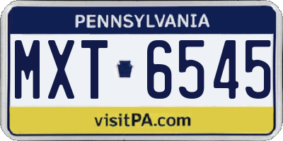 PA license plate MXT6545