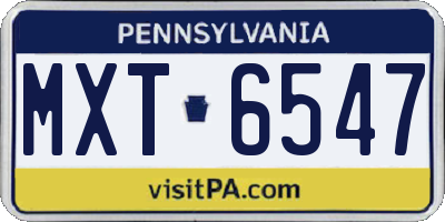 PA license plate MXT6547