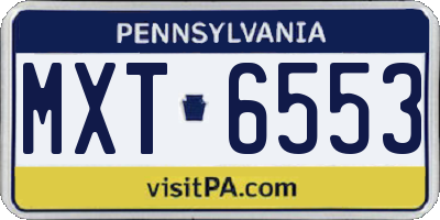 PA license plate MXT6553