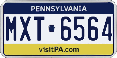 PA license plate MXT6564