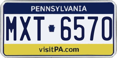 PA license plate MXT6570