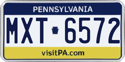 PA license plate MXT6572