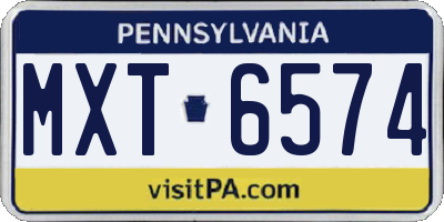 PA license plate MXT6574
