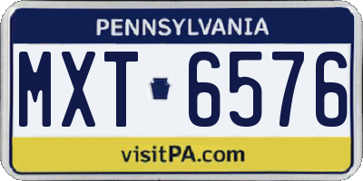 PA license plate MXT6576