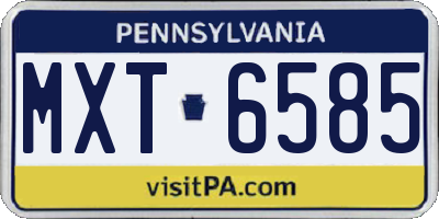 PA license plate MXT6585