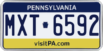 PA license plate MXT6592