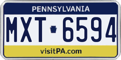 PA license plate MXT6594