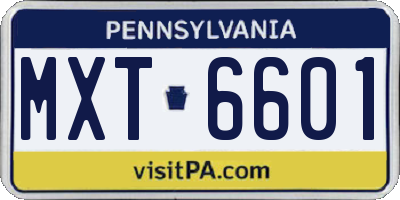 PA license plate MXT6601