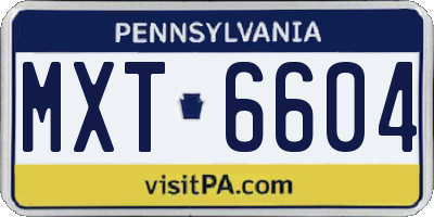 PA license plate MXT6604