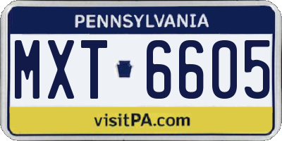 PA license plate MXT6605