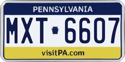 PA license plate MXT6607