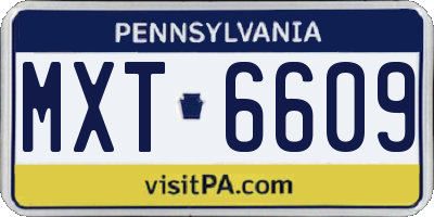 PA license plate MXT6609