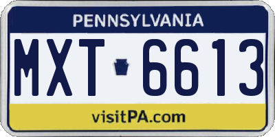 PA license plate MXT6613