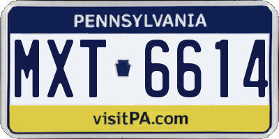 PA license plate MXT6614