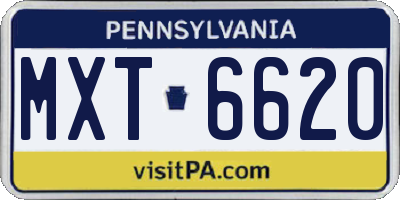 PA license plate MXT6620