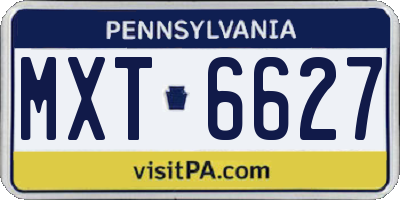 PA license plate MXT6627