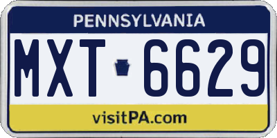PA license plate MXT6629