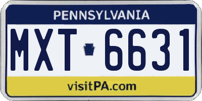 PA license plate MXT6631