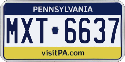 PA license plate MXT6637