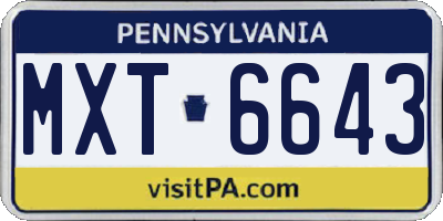 PA license plate MXT6643