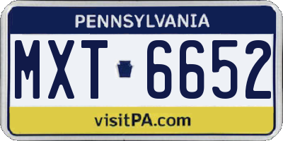 PA license plate MXT6652