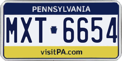 PA license plate MXT6654