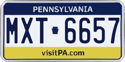 PA license plate MXT6657
