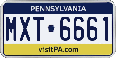 PA license plate MXT6661