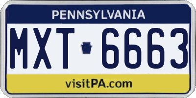 PA license plate MXT6663