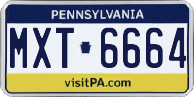 PA license plate MXT6664