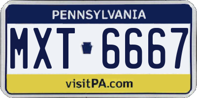 PA license plate MXT6667