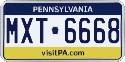 PA license plate MXT6668