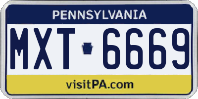 PA license plate MXT6669