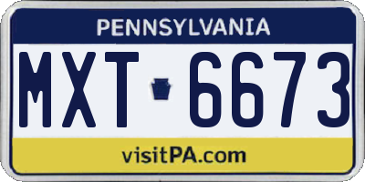 PA license plate MXT6673