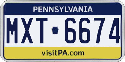 PA license plate MXT6674