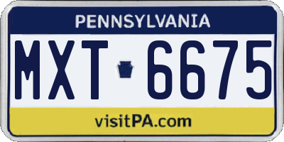 PA license plate MXT6675