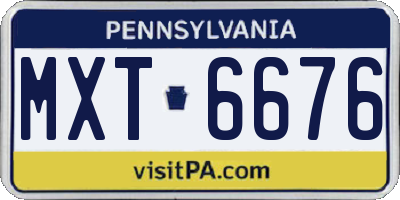 PA license plate MXT6676