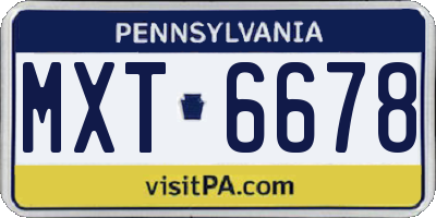 PA license plate MXT6678