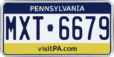 PA license plate MXT6679