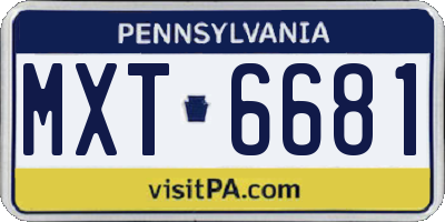 PA license plate MXT6681